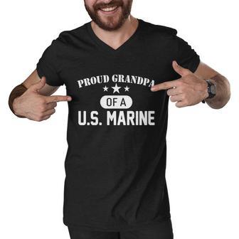 Proud Grandpa Of A US Marine Men V-Neck Tshirt - Monsterry DE