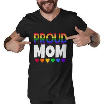 Proud Lgbtq Mom Funny Gift For Pride Month March Gift Men V-Neck Tshirt - Monsterry