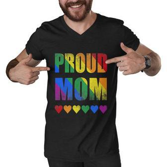 Proud Mom Gay Lesbian Lgbtq Pride Rainbow Mothers Day Gift Men V-Neck Tshirt - Monsterry