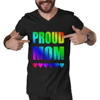 Proud Mom Gay Lesbian Lgbtq Pride Rainbow Mothers Day Gift V2 Men V-Neck Tshirt - Monsterry UK