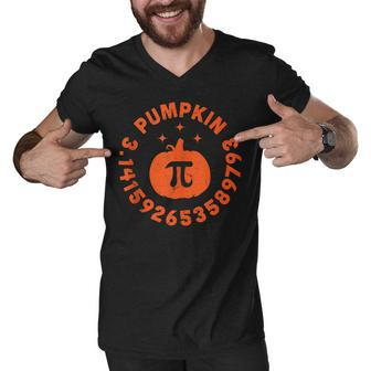 Pumpkin Pi Number 314 Pumpkin Pie Math Teacher Halloween Men V-Neck Tshirt - Thegiftio UK