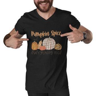 Pumpkin Spice And Everything Nice Thanksgiving Quote V2 Men V-Neck Tshirt - Monsterry