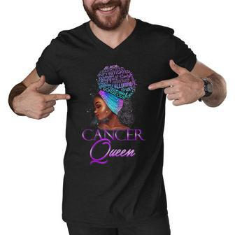 Purple Cancer Queen African American Woman June July Zodiac Men V-Neck Tshirt - Thegiftio UK