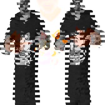 Ramen Cat Kawaii Anime Japanese Gift Men V-Neck Tshirt - Thegiftio