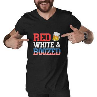 Red White And Boozed Funny 4Th O July Drinking Crew Party Premium Men V-Neck Tshirt - Monsterry