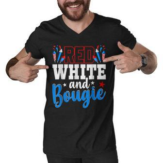 Red White And Bougie 4Th Of July American Independence Usa Men V-Neck Tshirt - Seseable