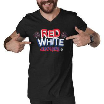 Red White And Boujee Funny 4Th Of July Patriotic July Fourth V2 Men V-Neck Tshirt - Seseable