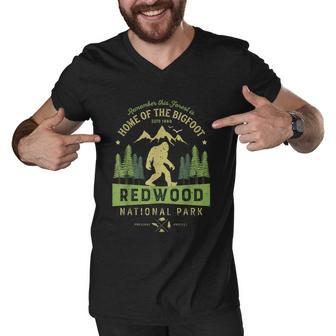 Redwood National Park Vintage California Bigfoot Graphic Design Printed Casual Daily Basic Men V-Neck Tshirt - Thegiftio UK