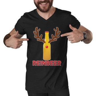 Reinbeer Funny Christmas Beer Reindeer Tshirt Men V-Neck Tshirt - Monsterry UK