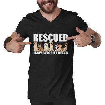 Rescued Is My Favorite Breed Men V-Neck Tshirt - Monsterry UK