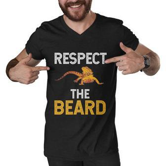 Respect The Beard Funny Bearded Dragon Reptile Lizard Lover Gift Men V-Neck Tshirt - Monsterry DE