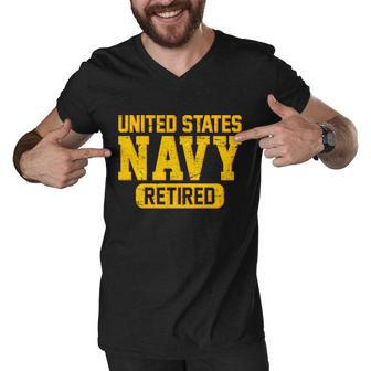 Retired United States Navy Men V-Neck Tshirt - Monsterry UK