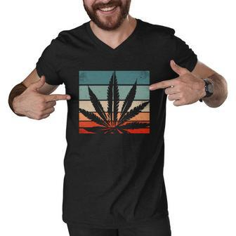 Retro Cannabis Men V-Neck Tshirt - Monsterry
