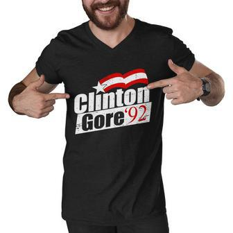 Retro Clinton Gore 1992 Election Men V-Neck Tshirt - Monsterry