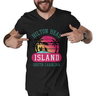 Retro Cool Hilton Head Island Sc Beach Souvenir Novelty Art Men V-Neck Tshirt - Thegiftio UK
