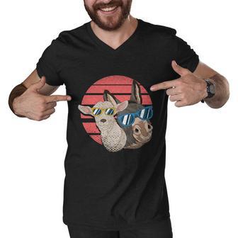 Retro Farm Animal Lover Cool Goat Sunglasses Donkey Farm Meaningful Gift Men V-Neck Tshirt - Monsterry CA