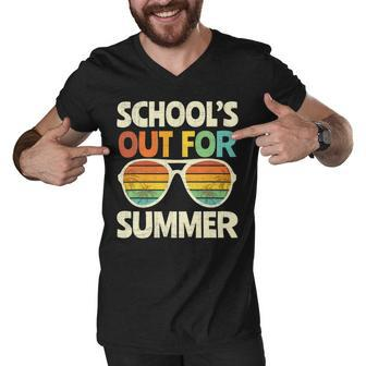 Retro Last Day Of School Schools Out For Summer Teacher Gift V3 Men V-Neck Tshirt - Seseable