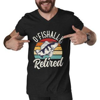Retro Retirement Ofishally Retired Funny Fishing Men V-Neck Tshirt - Monsterry