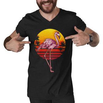 Retro Vintage Flamingo V2 Men V-Neck Tshirt - Monsterry