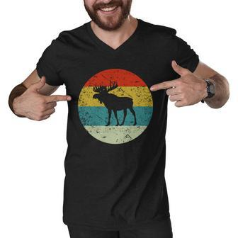 Retro Vintage Moose Men V-Neck Tshirt - Monsterry