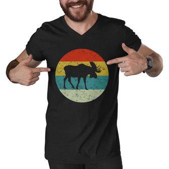 Retro Vintage Moose V2 Men V-Neck Tshirt - Monsterry