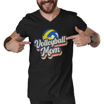 Retro Volleyball Mom Funny Vintage Softball Mom Mothers Men V-Neck Tshirt - Thegiftio UK