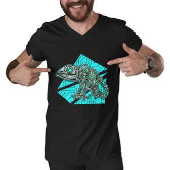 Robotic Chameleon Funny Gift For Reptile Lovers Lizard Lovers Gift Men V-Neck Tshirt - Monsterry