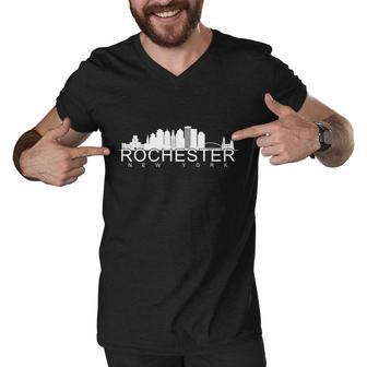 Rochester New York Skyline Men V-Neck Tshirt - Monsterry DE