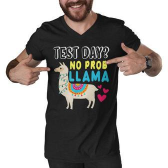Rock The Test Day Llama Teacher Exam Testing Teaching Funny Men V-Neck Tshirt - Seseable