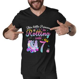 Roller Skate 7Th Birthday Shirt 7 Year Old Girl Party Outfit Men V-Neck Tshirt - Monsterry UK
