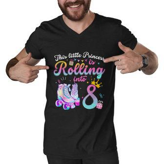 Roller Skate 8Th Birthday Shirt 8 Year Old Girl Party Outfit Men V-Neck Tshirt - Monsterry CA