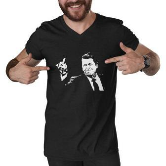 Ronald Reagan Flipping Tshirt Men V-Neck Tshirt - Monsterry DE