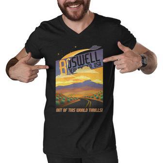 Roswell New Mexico Travel Poster Men V-Neck Tshirt - Monsterry UK