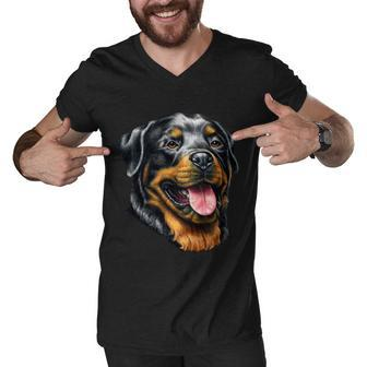 Rottweiler Face Men V-Neck Tshirt - Monsterry AU