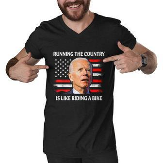 Running The Country Is Like Riding A Bike Joe Biden Men V-Neck Tshirt - Monsterry DE