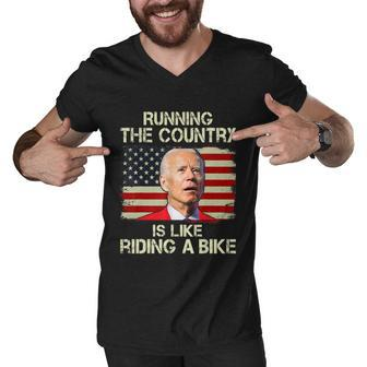 Running The Country Is Like Riding A Bike Men V-Neck Tshirt - Monsterry DE