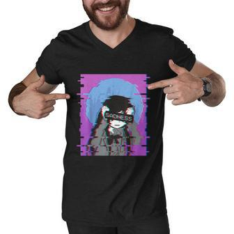 Sad Anime Girl Japanese Aesthetic Vaporwave Anime Otaku Tshirt Men V-Neck Tshirt - Monsterry DE