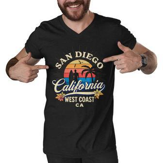San Diego California Beach Surf Summer Vacation Vintage V3 Men V-Neck Tshirt - Seseable