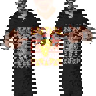 Santa Pizza Lover Ugly Christmas Sweater Graphic Design Printed Casual Daily Basic Men V-Neck Tshirt - Thegiftio