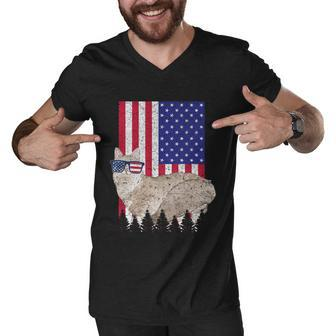 Sausage Patriotic Cat Usa Pride American Flag Funny Gift Men V-Neck Tshirt - Monsterry