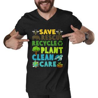 Save Bees Rescue Animals Recycle Plastic Earth Day Planet Funny Gift Men V-Neck Tshirt - Monsterry AU