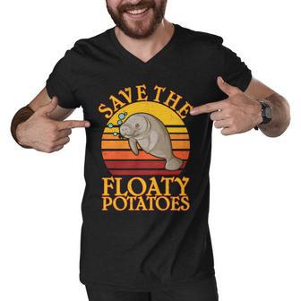 Save The Floaty Potatoes Manatee Tshirt Men V-Neck Tshirt - Monsterry