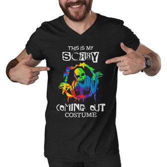Scary Coming Out Costume Gay Halloween Funny Lgbt Pride Men V-Neck Tshirt - Thegiftio UK