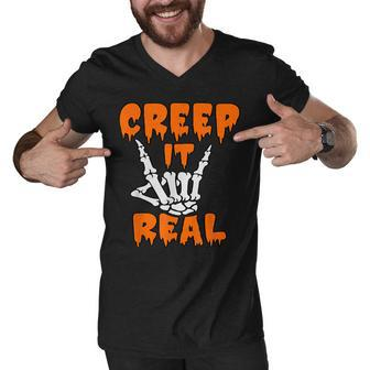 Scary Funny Halloween Creep It Real Men V-Neck Tshirt - Seseable
