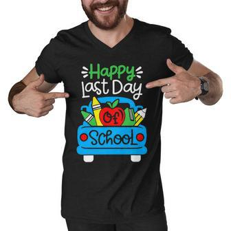 School Truck Shirts Happy Last Day Of School Teachers Kids Men V-Neck Tshirt - Seseable