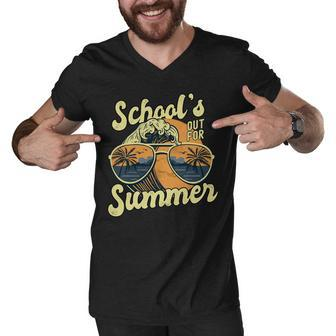 Schools Out For Summer For Teacher Cool Last Day Vintage Men V-Neck Tshirt | Seseable UK
