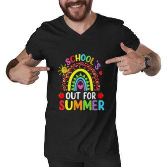 Schools Out For Summer Rainbow Last Day Of School Teacher Graphic Design Printed Casual Daily Basic Men V-Neck Tshirt - Thegiftio UK