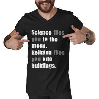 Science Flies You To The Moon Tshirt Men V-Neck Tshirt - Monsterry UK