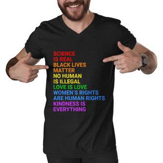 Science Is Real Black Lives Matter No Human Is Illegal Love Men V-Neck Tshirt - Monsterry