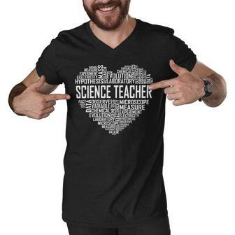 Science Teacher Heart Proud Science Teaching Design Men V-Neck Tshirt - Seseable